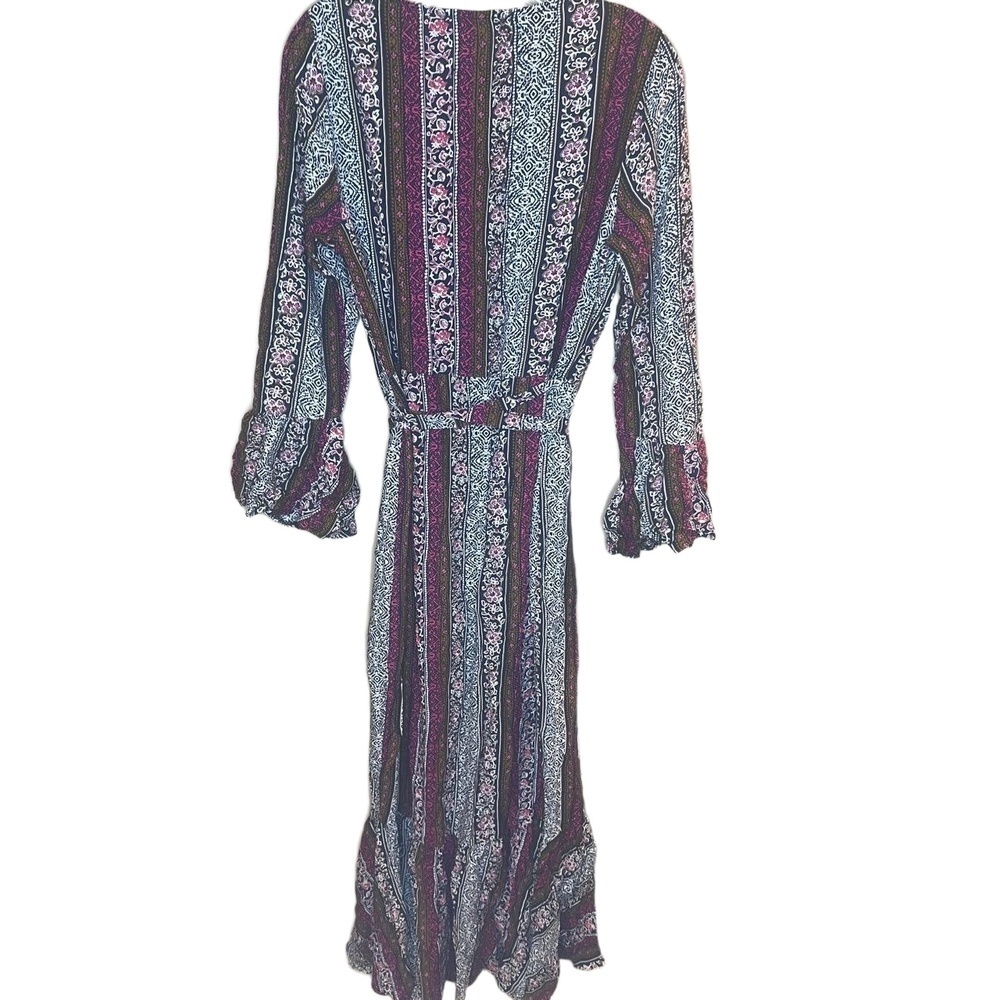 R Vivimos Dress Womens Size M Wrap Maxi Ruffled Bell Sleeves Bohemian Flowy - Picture 8 of 9